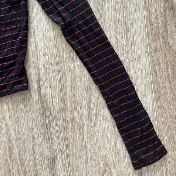 ZARA red and black striped long sleeve crop top - Picture 2 of 5